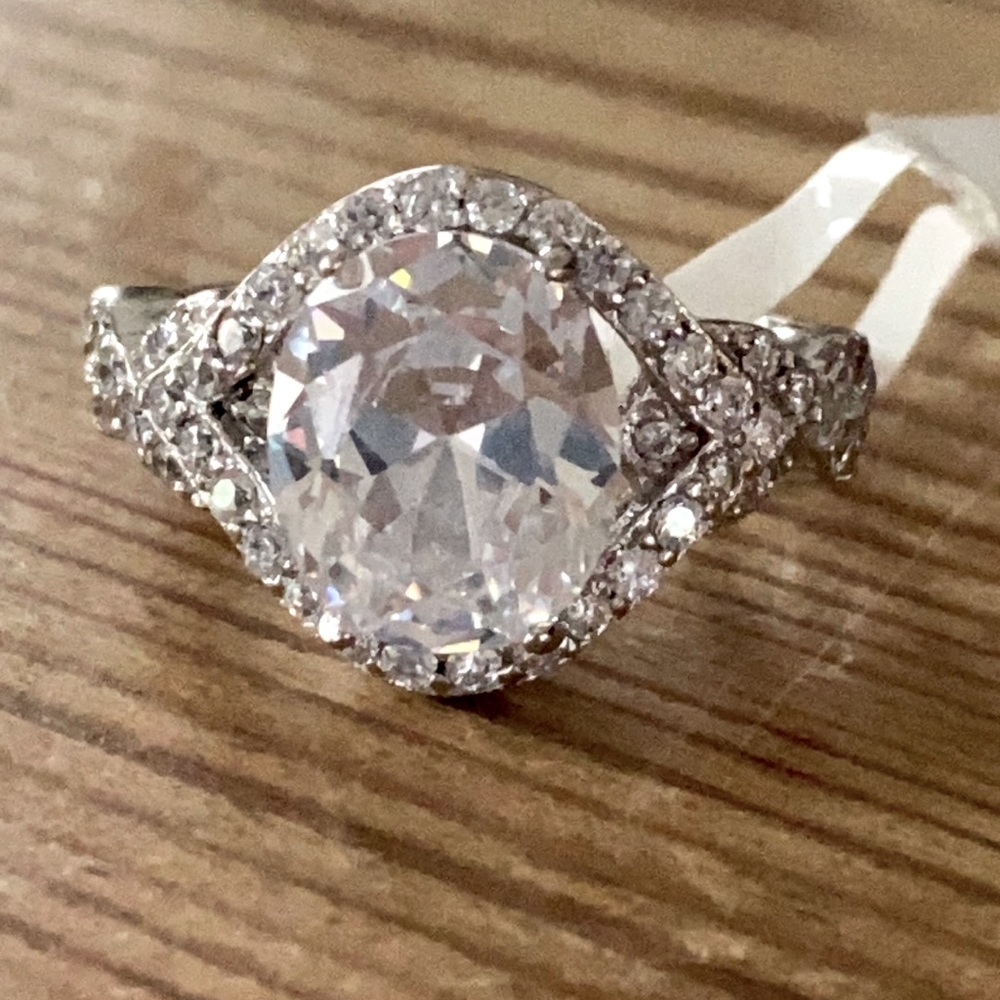 Sterling Silver and CZ Engagement Ring